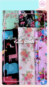 Kkb54 Kain Katun Jepang Motif Romantic Flower Uk. 50cm X 115cm