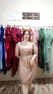 DRESS BRUKAT SATIN NATALIA SIZE M L XL XXL DRESS BRUKAT TILE BORDIR