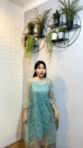 SET DRESS 2IN1 DEALOVA DRESS BRUKAT PREMIUM WANITA DRESS BRUKAT NATAL