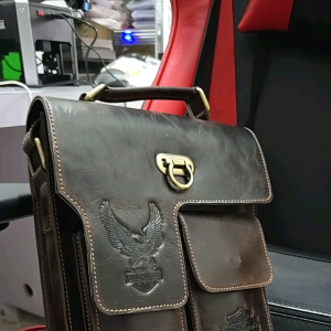 TZ Bullcaptain Bahu Tas Kurir Kasual Pria Bisnis Kulit Tas Selempang