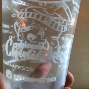 CUP PLASTIK OVAL Custom sablon Satu Warna 1000 Pcs