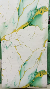 Wallpaper Sticker Dinding Marmer Hijau Bercak Gold Marble Mewah