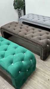 VC CHESTERFIELD BENCH CHAIR VELVET LONG STOOL OTTOMAN SOFA