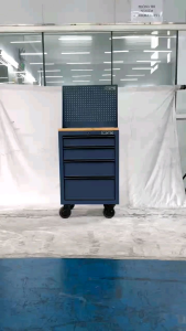 Tủ dụng cụ CSPS 61cm - 04 hộc kéo màu xanh dương kèm bánh xe ván gỗ vách lưới