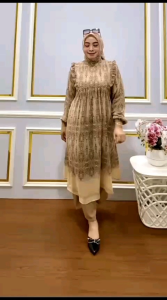 SETELAN WANITA CELANA LONG TUNIK SET HIJAB SEGIEMPAT