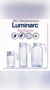 Luminarc Quadro Series Heat-Resistant Drinking Water Glass Serving Jug With Lid Juice Jug Coffee Jug Jar Air Jar Jus Kaca Tahan Panas 乐美雅玻璃耐热水壶果汁壶咖啡壶