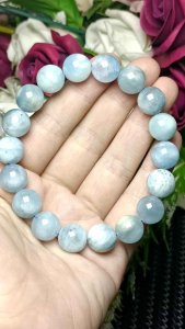 (Certificate) 100% Natural High Grade Aquamarine bracelet 11mm + (证书)100%纯天然冰润海蓝宝手串 11mm +