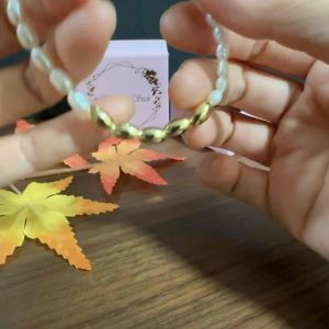 [Studs & Such] 925 Silver Beaded Bracelet With Asymmetrical Genuine Freshwater Rice Pearls