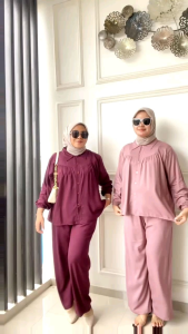 Rey.boutique - Oneset Wanita Kemeja Twill Premium Adem Tebal / Setelan Celana Nadine Oneset Wanita / Baju Kerja Wanita Terbaru Murah / Baju Kerja Wanita Simple Kekinian Model Terbaru / Setcel Wanita Model Terbaru Murah / Baju + Celana Busui Wanita Murah