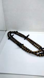 Tasbih Tijani Kayu Akar Bahar Serat Emas Kombinasi Black D37
