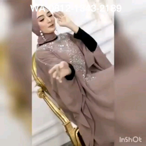 Kaftan Ceruty Babaydoll Full Payet Mewah & Kaftan Lebaran Modern Jumbo Terbaru Jihan Iragading