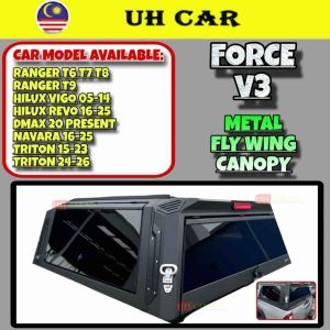 (FORCE) (V3) Mitsubishi Triton 2025 2026 Fly Wing Steel Canopy Bed Cover Side Full Tempered Glass