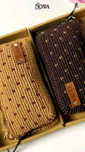 Dompet Rajut Polkadot Dua Ruang (21x 12)