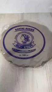 Kertas Nasi Bunga Bulat Coklat 24cm 27cm Alas Piring Lidi Rotan Isi 100 Lembar