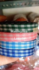 Pita Kain Motif Kotak 1.25 cm atau 1/2 inchi