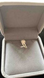 Nhẫn nữ bạc ta mặt hình cầu gắn đá trắng