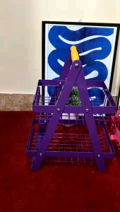Rak logam 2susun tempat buah/sayuran/telur serbaguna warna terbaru pink dan ungu