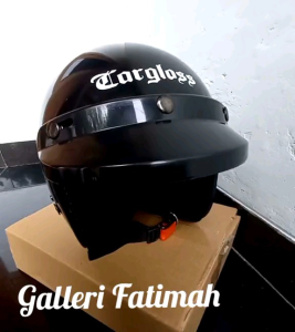 Helm RETRO identik CARGLOSS HITAM GLOSSY variasi pakai kaca helm pria dan wanita