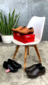 Sepatu Pantofel Kickers Pria | Sepatu Kickers Slop Kulit Kerja Kantor Formal Tan
