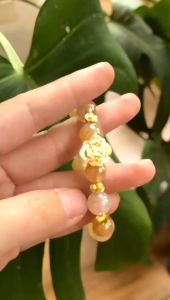 GELANG GIOK NATURAL MOTIF BUNGA 10MM