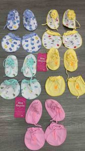 Bộ Bao Tay Bao Chân Cho Bé Sơ Sinh Vải Cotton 100% Mẫu  Cột Dây Mintuu | Bao Tay Chân Cho Trẻ Sơ Sinh 0-3 tháng