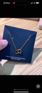 Kalung Titanium Asli Wanita Double Love Ikatan 2 Hati Anti Karat & Anti Luntur T057