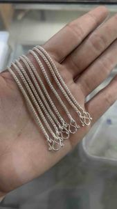 สร้อยคอเงินแท้925 สร้อยลาย ป๊อปบล็อค ยาว141618202224นิ้ว (แถมฟรีถุงกำมะหยี่+ใบรับประกัน)