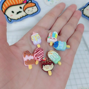 7pcs Small Charm Ice Cream Popsicle Resin Art Craft Cream Glue Diy Decoration Handmade Keychain Hairclip 3D Sticker DC1246