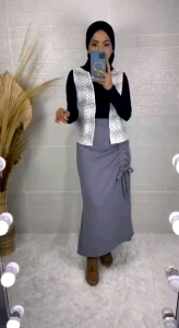 Rok Serut Samping Dara Skirt Bahan Crinkle Premium Ukuran M sd XL