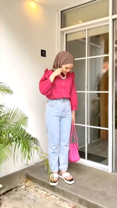 Zia Blouse Atasan Wanita Oversize Kemeja Rempel Wanita