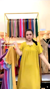 Home Dress Zira / Daster Dada Kerut / Daster Fuji Bahan Crinkle Airflow / Long Dress Fuji Busui Jumbo Terbaru