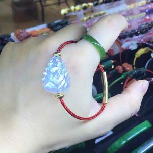 Vòng đeo tay dây cáp Hồ Ly chúa mix đồng điếu đá mặt trăng Moonstone (tặng hộp đựng)