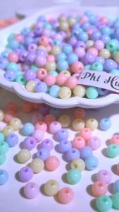 Gói 10gr hạt nhựa tròn màu pastel 6-8-10mm dùng xỏ vòng tay làm trang sức thủ công DIY
