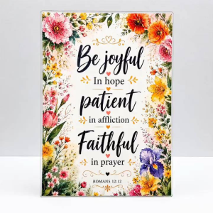 Bible Verse & Inspirational Quotes Wall Décor Film Laminated HD Print - Floral and Gold Designs - Faith Hope Strength and Purpose - Home Decor Wall Art