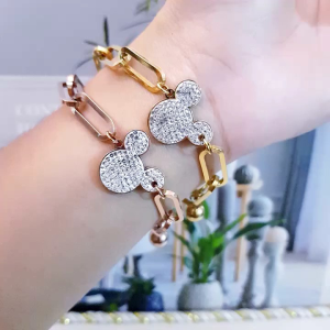 Titanium Gelang Tangan Motif Mickey Mouse Rantai Dewasa