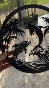 เหล็กฉลุลายโลมา เหล็กฉลุลายรูปปลาโลมา ปลาโลมา สำหรับติดตกแต่งบ้าน ประตูหน้าต่าง ประตูเหล็กดัด