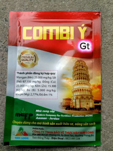Phân bón vi lượng combi ý 25gam pha cho 200 lít nước.