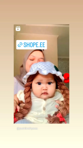 topi bayi anak rajut perempuan model cherry aksesoris rambut palsu wig baby hat korea bucket summer
