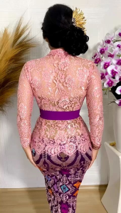 Kebaya Jadi Brokat Prancis Metalic Glossy Benang Prada Lengan Panjang Premium