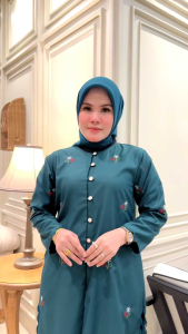 Hanifa Fashion Set Rok Melayu Bordir Elegan Aleena Bahan Toyobo Set Baju Kurung Motif Bunga Terbaru