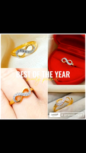 แหวน 0408 ลายอินฟีนิตี้ "รุ่นเคลือบทองหนาพิเศษ" หนัก 1 สลึง Infinity เพชรครึ่ง ทองไมครอน ทองสวย