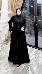 DIVVSAA COLLECTION - GAMIS ABAYA TURKEY JETBLACK HAZEL FULL HITAM BUSUI FRIENDLY TERBARU