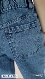 Boyfriend Jeans Sobek Lapis Furing Pinggang Karet 27-34