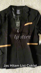 Allipant Jas Pria Hitam List Coklat / Blazer Pria / Jas pria dewasa 2024 / Blazer Pria Casual Slimfit