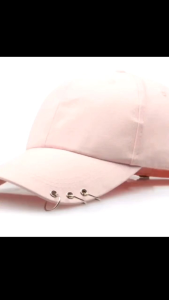 [🇲🇾 1-3DAYS READY STOCK] FA-CAP Korea stylish street wear black Pink fashion cap with silver hooks