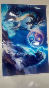 [SIÊU HÓT] Tranh dán hồ cá 3d - phông nền bể cá cao cấp - mẫu long hổ tranh đấu - có keo sẵn trên bề mặt in theo kích thước yêu cầu AQB23-154