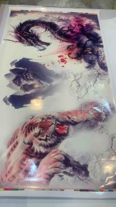 Tranh 3D dán hồ cá - bể cá mẫu long hổ tranh đấu siêu đẹp và nét có keo sẵn trên bề mặt in theo kích thước yêu cầu AQB23-151