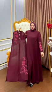 Gamis set outer terpisah - gamis setelan - gamis Ceruti - setelan outer terpisah - gamis syari - gamis 2in1