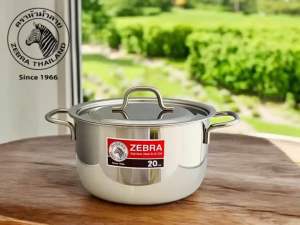 Zebra หม้อสแตนเลสตราหัวม้าลายอย่างหนาขนาด 20 cm ใช้กับเตาแก้ส เตาถ่าน เตาไฟฟ้าได้ (ยกเว้นเตาแม่เหล็กไฟฟ้า) ความจุ3.5ลิตร