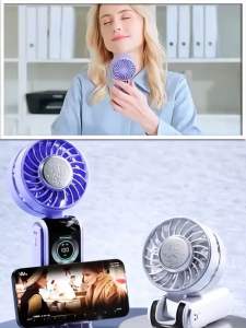 Cooling High-Speed Fan Semiconductor ice Handheld Fan Portable Hanging Neck Digital Display Folding Fan